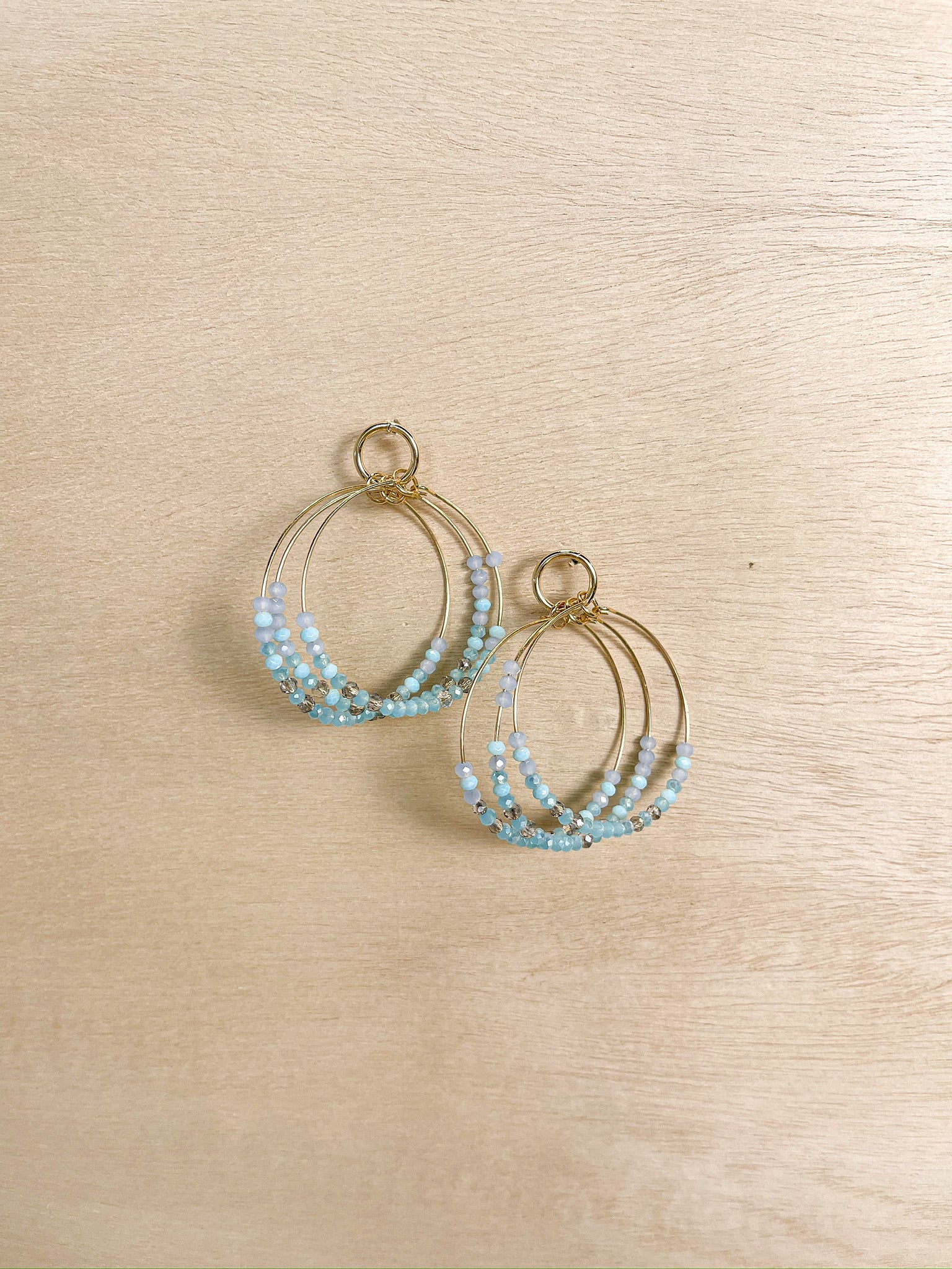 Blue Stone Hoop Earrings – Pearls Plaid