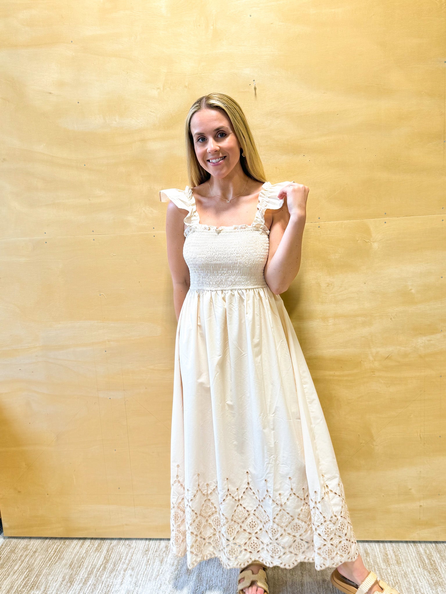 Embroidered Smocked Midi Dress Embroidered Smocked Midi Dress NW Wildflower Boutique Embroidered Smocked Midi Dress Embroidered Smocked Midi Dress NW Wildflower Boutique
