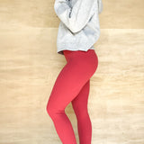 Coral cotton leggings, 7/8 length, soft material, stretchy
