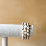 Callie Bracelet - Tan & Pearl