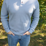 Seabed Waffle Henley - Light Blue