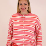 Varsity Stripe Piper Cardigan - Rose