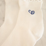 Embroidered Ruffle Socks - Oysters
