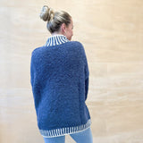 Stitched Contrast Chunky Sweater - Navy