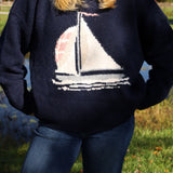 Sailboat Graphic Sweater - Navy