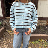 Monique Striped Cardigan - Blue