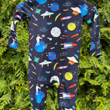 Astronauts and Rockets Zipper Footie