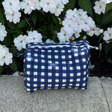 The Hallie Makeup Bag- Navy Gingham