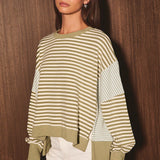 Dusty Green Striped Sweatshirt