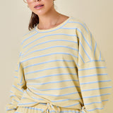 Fiona Striped Terry Sweatshirt - Yellow/Baby Blue