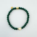 Callie Bracelet- Green and Gold Beads
