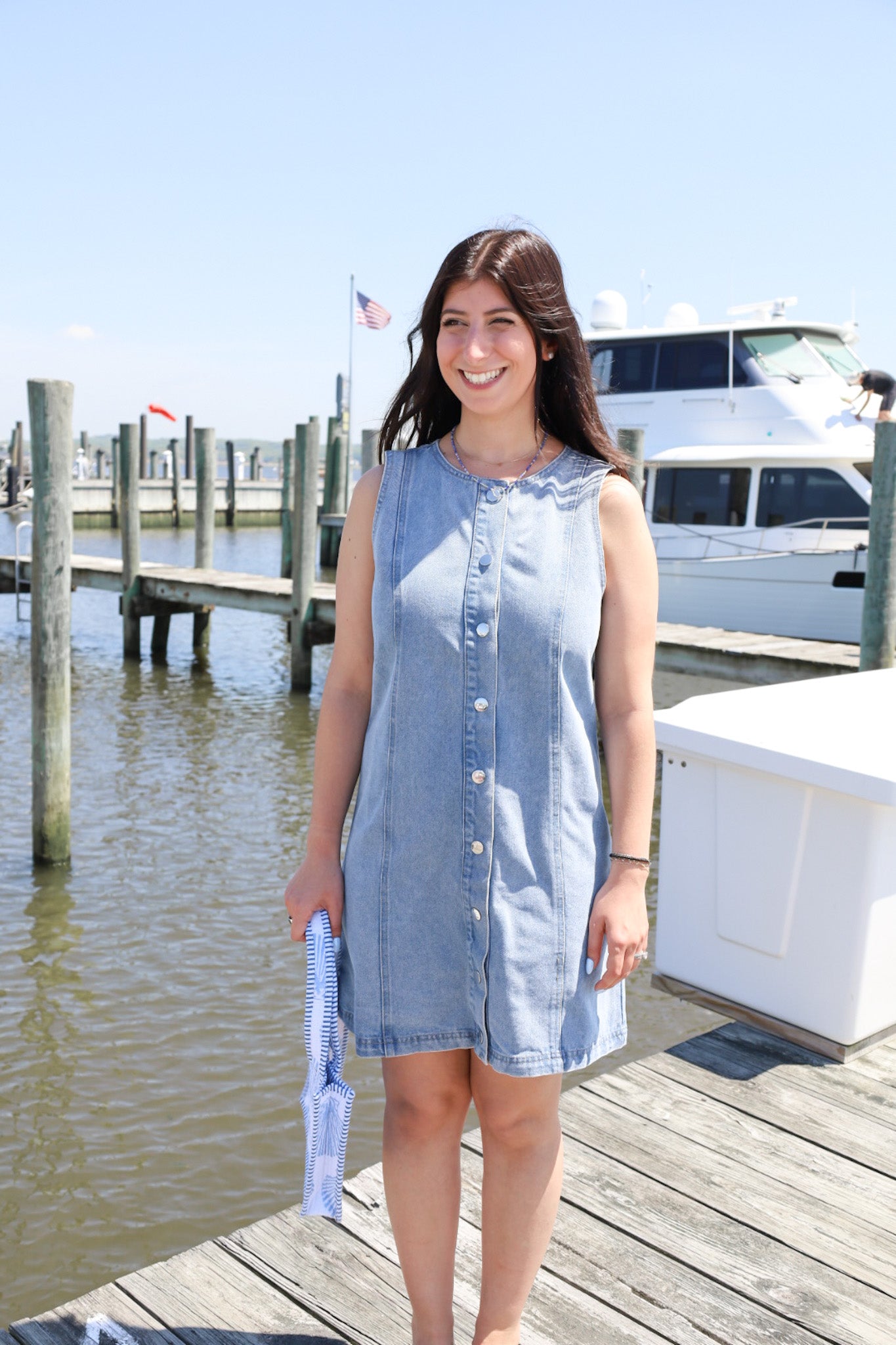 denim and pearls dress LET'S HEAR IT FOR THE PEARLS DENIM DRESS