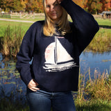 Sailboat Graphic Sweater - Navy