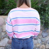 Remy Striped Cardigan - Light Pink