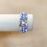 Callie Bracelet - Blue Floral & Gold Heart