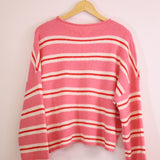 Varsity Stripe Piper Cardigan - Rose