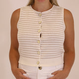 Striped Button Down Cardigan Vest