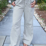 Olive Gingham Wide Leg Pant