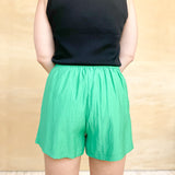 Textured Drawstring Shorts - Kelly Green