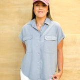 Clear Coast Button Up Top - Blue
