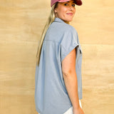 Clear Coast Button Up Top - Blue