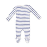 Vintage Stripe Blue Zipper Footie