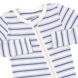 Vintage Stripe Blue Zipper Footie