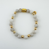 Callie Bracelet- Grey/Gold Beads