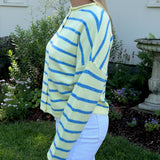 Striped Piper Cardigan- Baby Blue/Butter Yellow