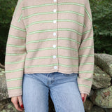Monique Striped Cardigan - Cozy Mint