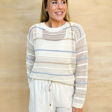 Fun Side Sweater - Natural/Periwinkle