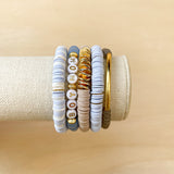 Handmade bracelet, locally made, soft clay bead, stretch bracelet, a stack with our favorite Callie bracelets