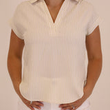 Daphne Striped Top - Khaki