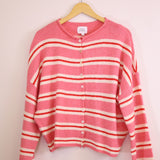 Varsity Stripe Piper Cardigan - Rose