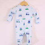 Angel Dear Zipper Footie - Vintage Blue Golf Carts