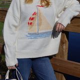 Sailboat Graphic Sweater - Cream