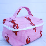 Hallie XL Makeup Bag - Pink Lobsters