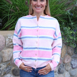 Remy Striped Cardigan - Light Pink