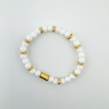 Callie Bracelet- White and Gold Beads