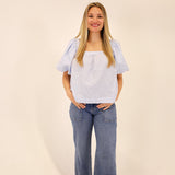 Genevieve Top - Light Blue Stripes