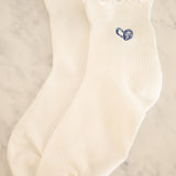 Embroidered Ruffle Socks - Oysters