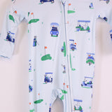 Angel Dear Zipper Footie - Vintage Blue Golf Carts