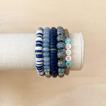 Handmade bracelet, locally made, soft clay bead, stretch bracelet, paired with some other Callie favorites