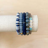 Handmade bracelet, locally made, soft clay bead, stretch bracelet, paired with some other Callie favorites