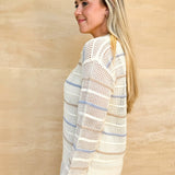 Fun Side Sweater - Natural/Periwinkle