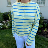 Striped Piper Cardigan- Baby Blue/Butter Yellow