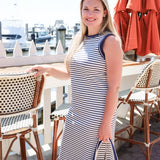 Naomi Striped Midi - Navy
