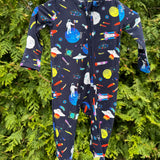 Astronauts and Rockets Zipper Footie