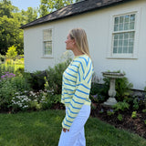 Striped Piper Cardigan- Baby Blue/Butter Yellow
