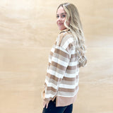 So Called Stripe Half Zip - Latte